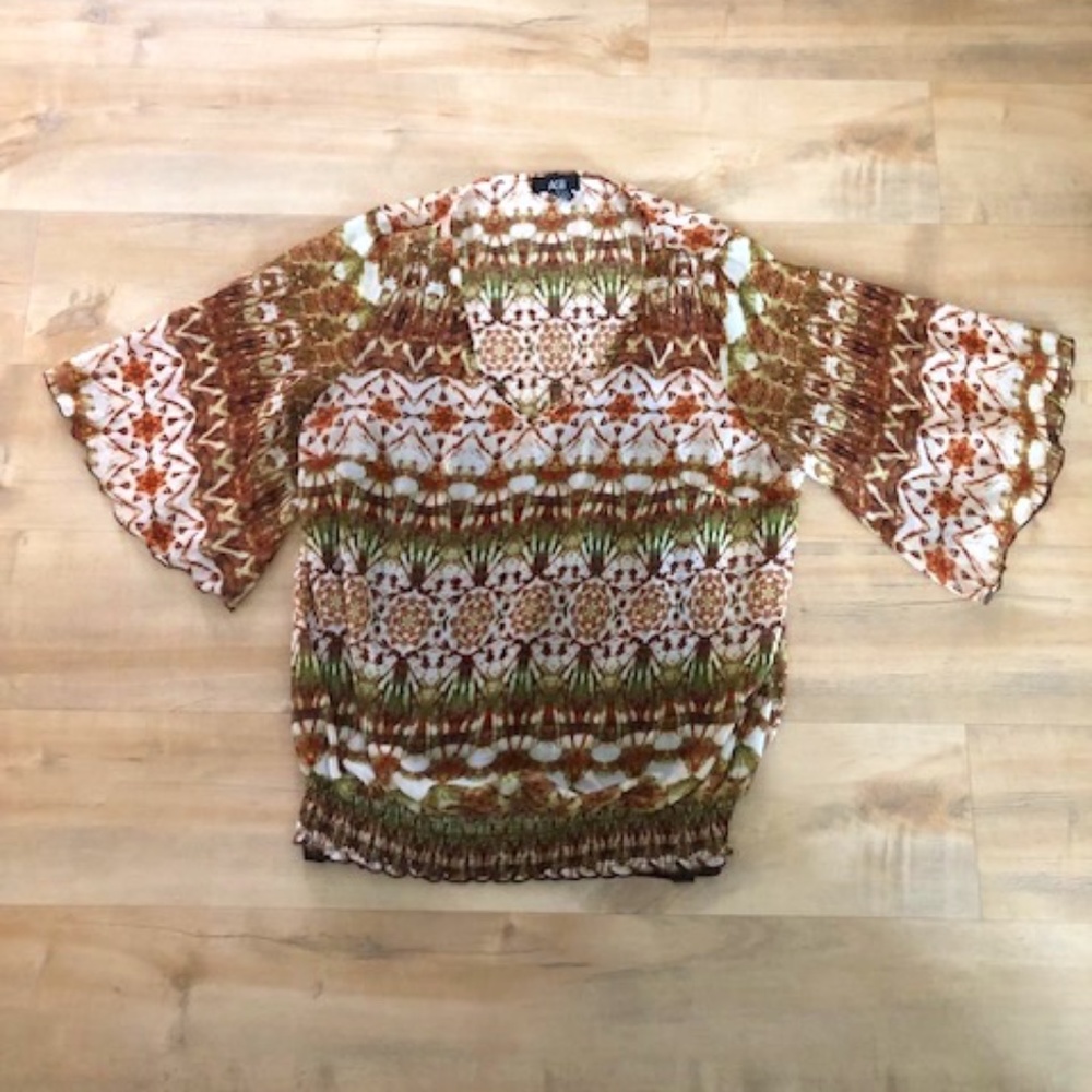 AGB Blouse v-neck 3/4 length sleeve XL 100% polyester